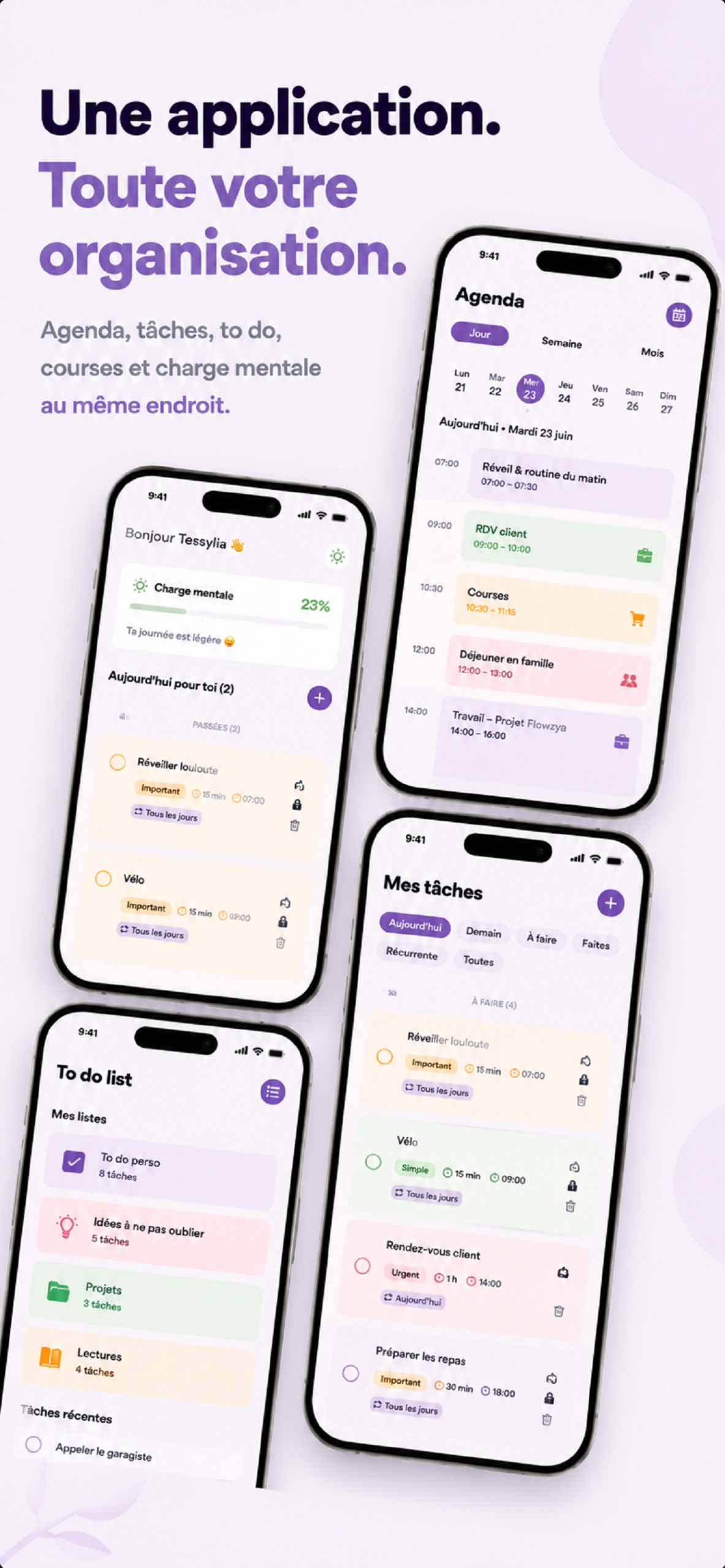 Organisation quotidienne dans Flowzya